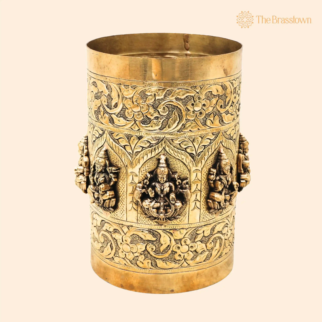 Ashta Lakshmi Brass Seru Measuring Bowl – Lakshmi Pooja Patra, Handcrafted Traditional Chola Décor &amp; Gifting 7 Inch 1