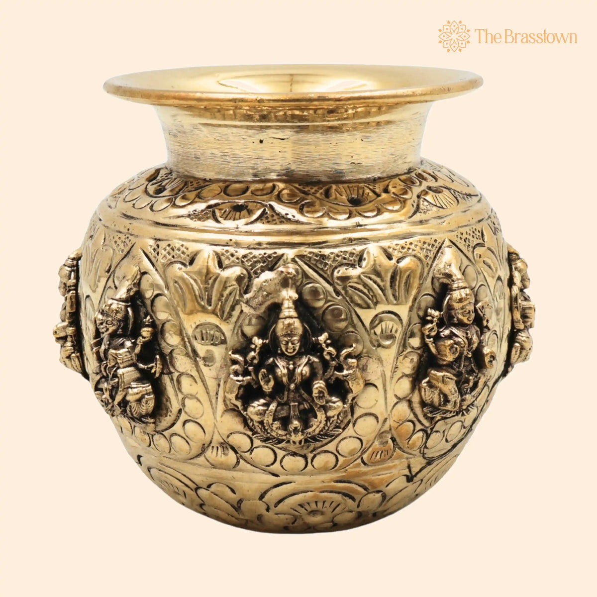 Brass Ashta Lakshmi Kalash Lota – Handcrafted Lakshmi Pooja, Home Décor &amp; Gifting 4 Inch 1