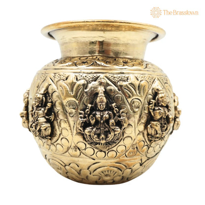 Brass Ashta Lakshmi Kalash Lota – Handcrafted Lakshmi Pooja, Home Décor &amp; Gifting 4 Inch 3