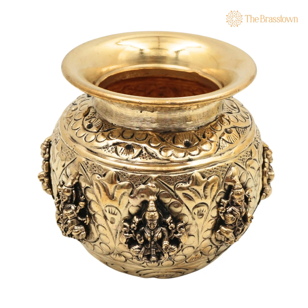 Brass Ashta Lakshmi Kalash Lota – Handcrafted Lakshmi Pooja, Home Décor &amp; Gifting 4 Inch 4
