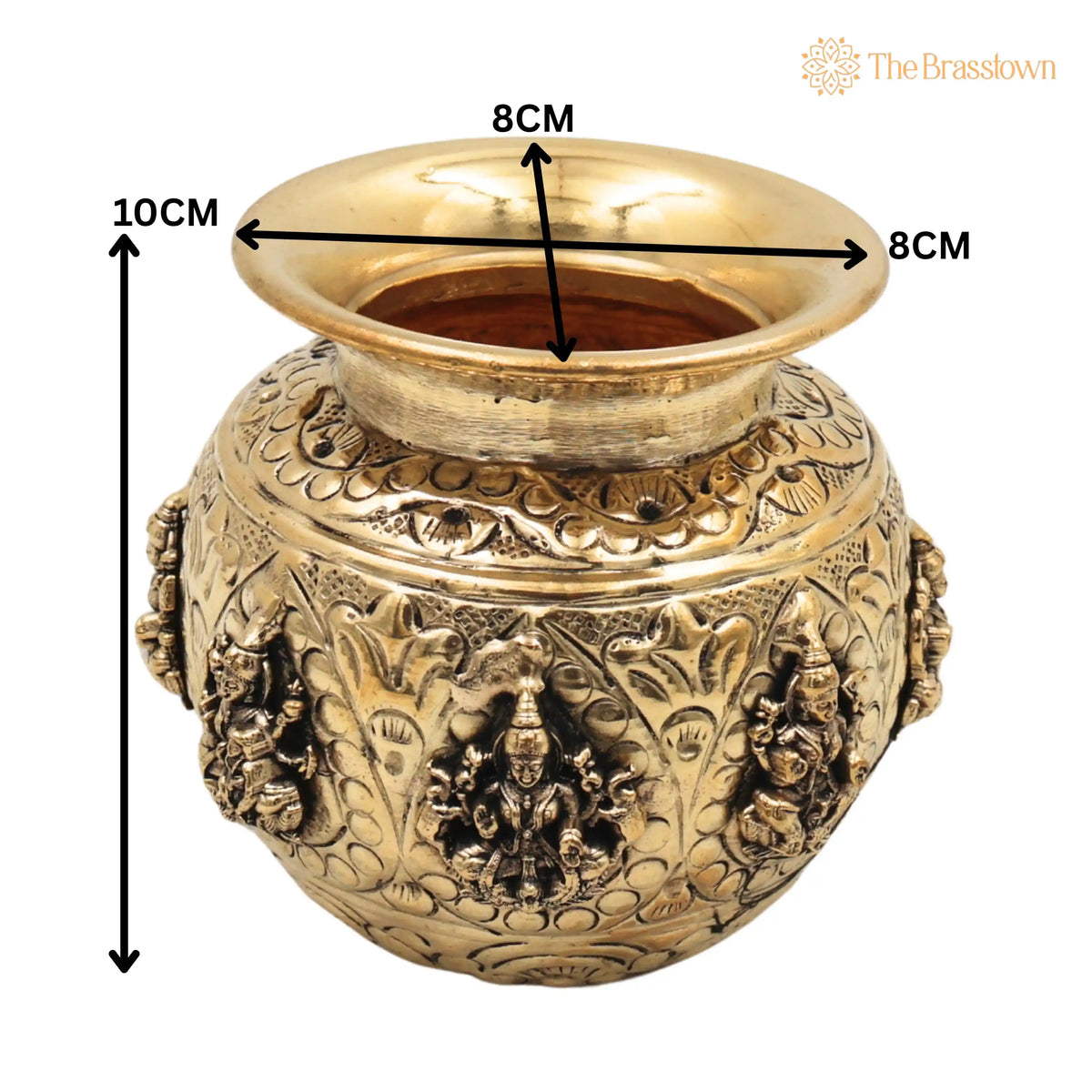 Brass Ashta Lakshmi Kalash Lota – Handcrafted Lakshmi Pooja, Home Décor &amp; Gifting 4 Inch 5