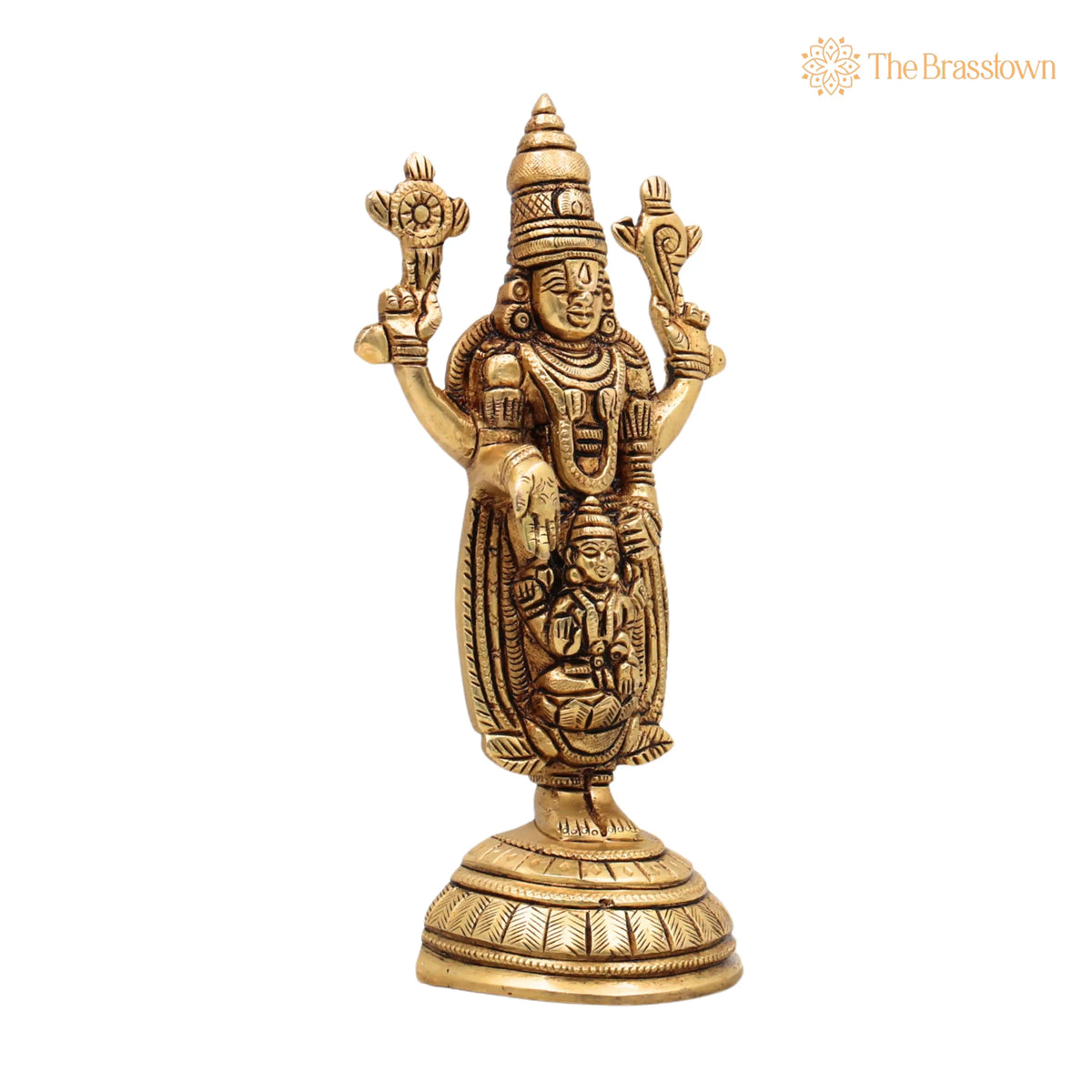 Brass Lakshmi Venkateshwara Balaji Idol – Tirupati Srinivasa Murti for Pooja, Home Décor &amp; Gifting, Handcrafted Chola Style 8 Inch 2