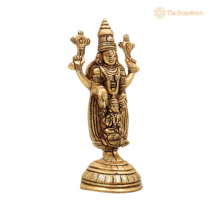 Brass Lakshmi Venkateshwara Balaji Idol – Tirupati Srinivasa Murti for Pooja, Home Décor &amp; Gifting, Handcrafted Chola Style 8 Inch 2