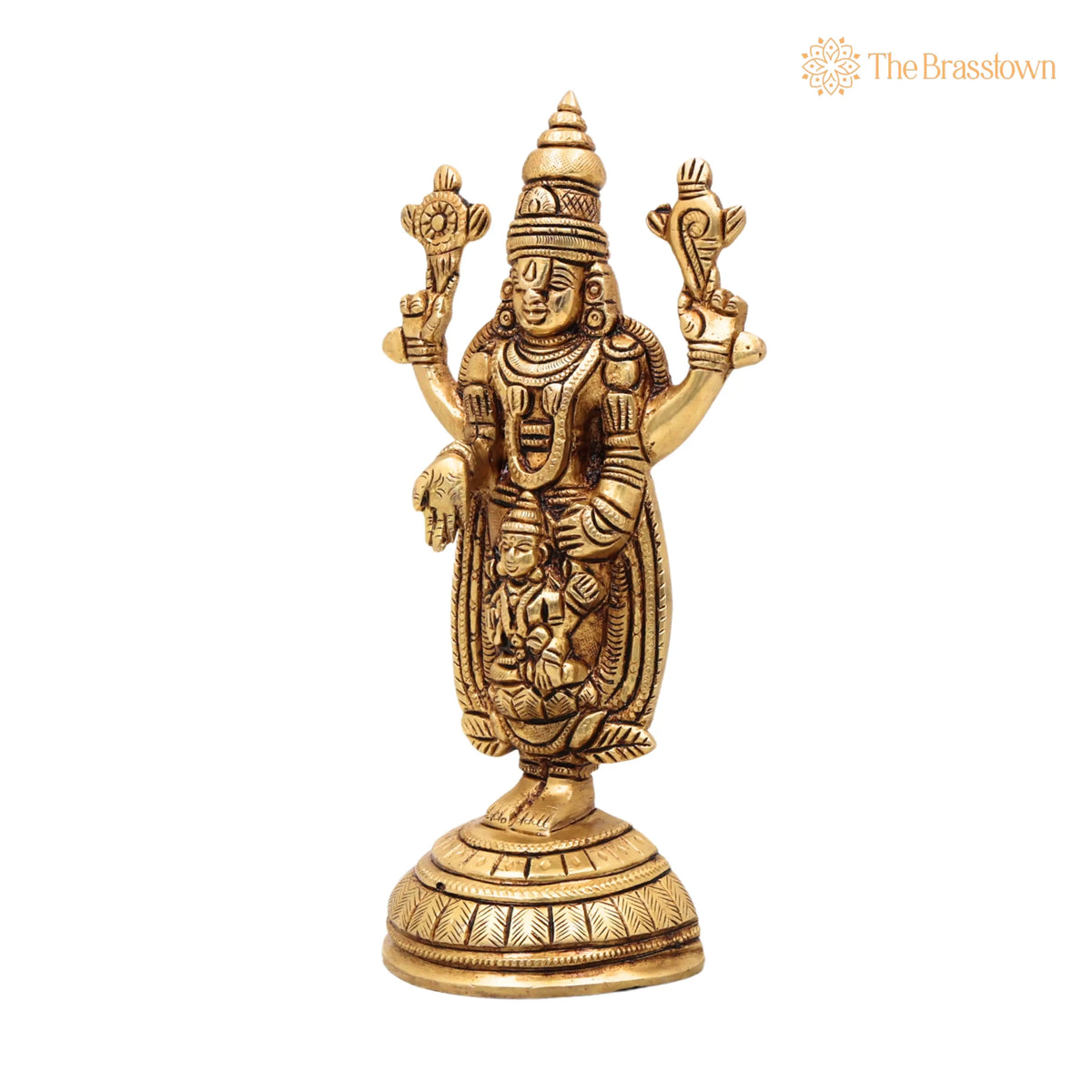 Brass Lakshmi Venkateshwara Balaji Idol – Tirupati Srinivasa Murti for Pooja, Home Décor &amp; Gifting, Handcrafted Chola Style 8 Inch 3