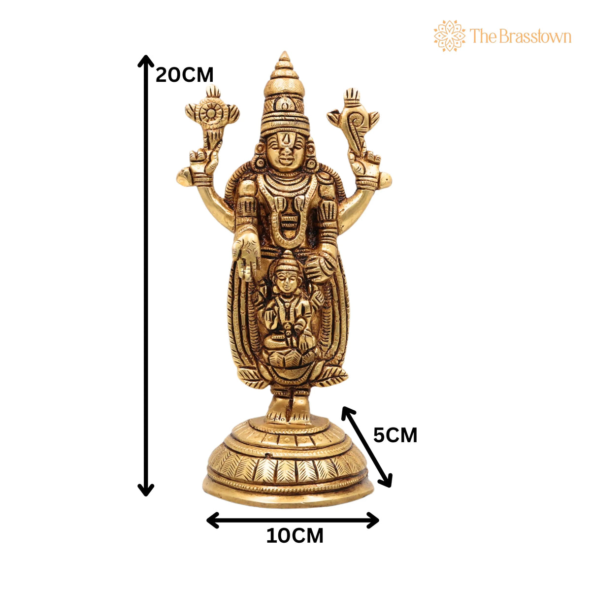 Brass Lakshmi Venkateshwara Balaji Idol – Tirupati Srinivasa Murti for Pooja, Home Décor &amp; Gifting, Handcrafted Chola Style 8 Inch 5