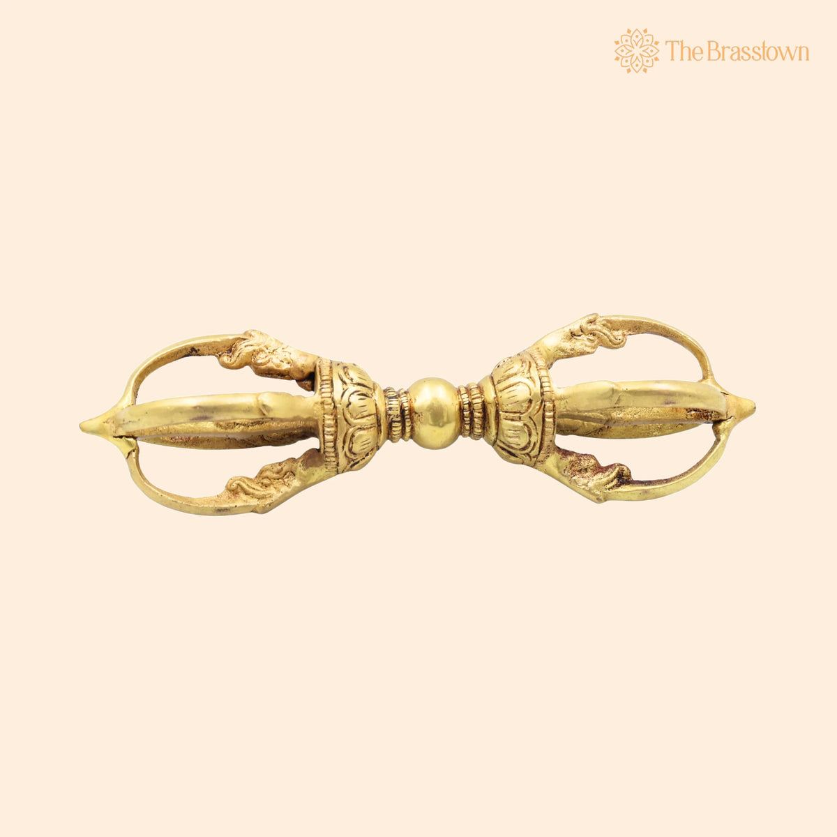Brass Vajra Dorje – Handcrafted Tibetan Buddhist Vajrayana Pooja, Meditation &amp; Home Décor 6.5 Inch 1