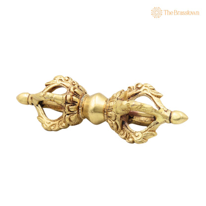 Brass Vajra Dorje – Handcrafted Buddhist Tibetan Vajrayana Ritual Symbol for Pooja, Meditation, Home Décor &amp; Gifting 6 Inch 3