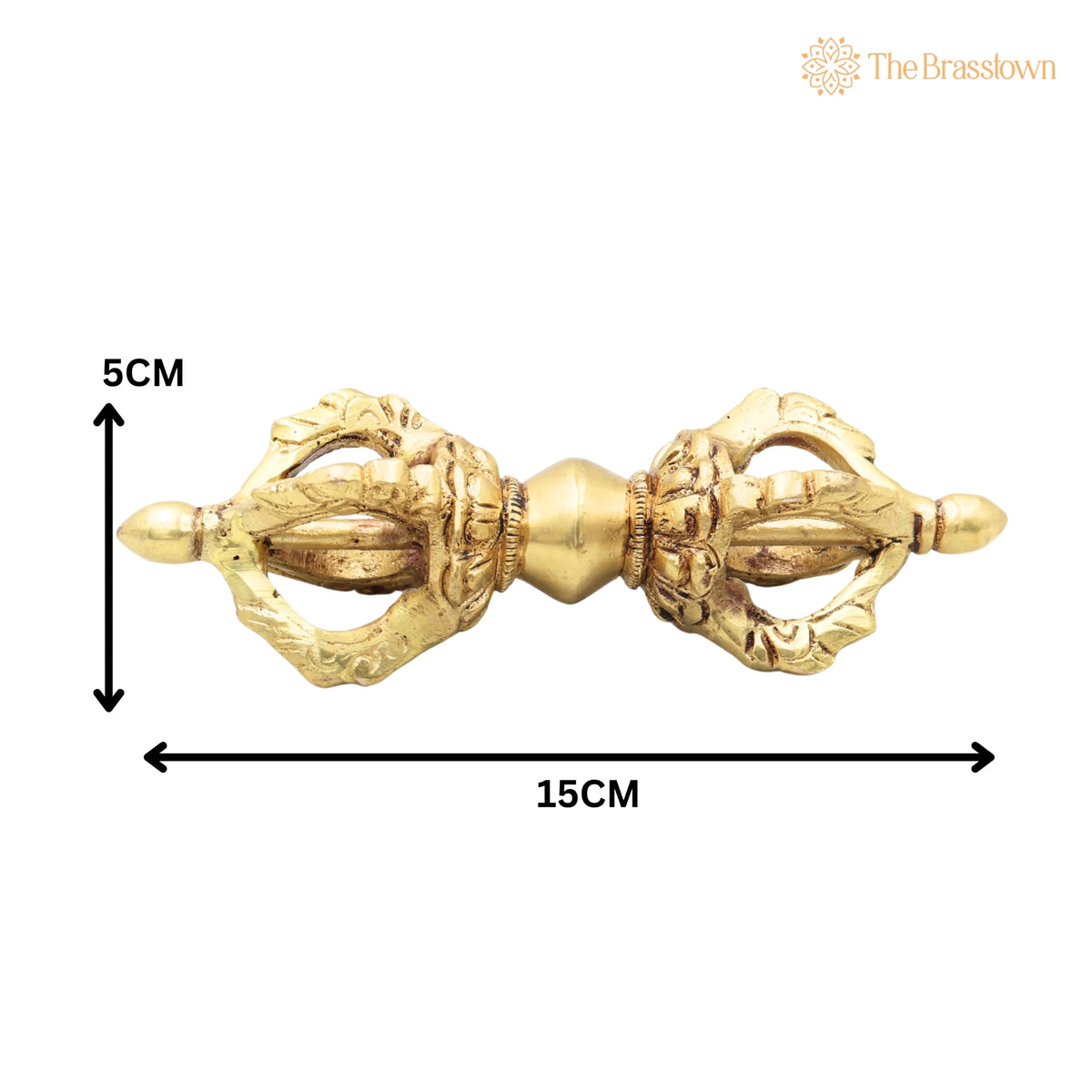 Brass Vajra Dorje – Handcrafted Buddhist Tibetan Vajrayana Ritual Symbol for Pooja, Meditation, Home Décor &amp; Gifting 6 Inch 5
