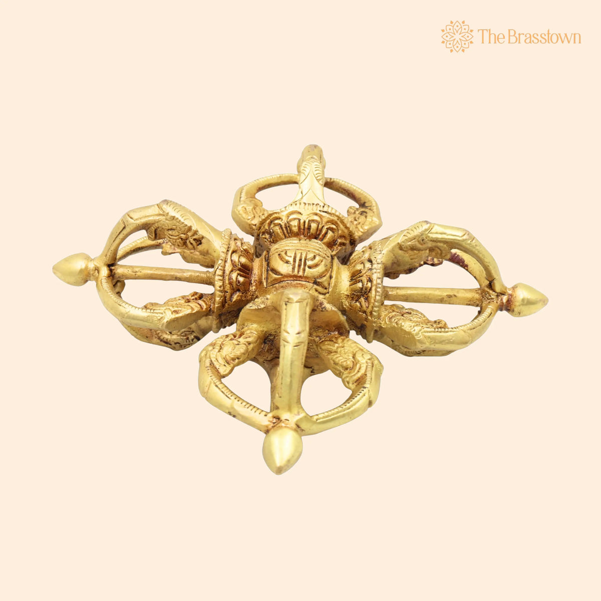 Brass Vajra Dorje Buddhist Tibetan Vajram Handcrafted Traditional – Chola Pooja Home Décor Spiritual Gifting 6.5 Inch 1