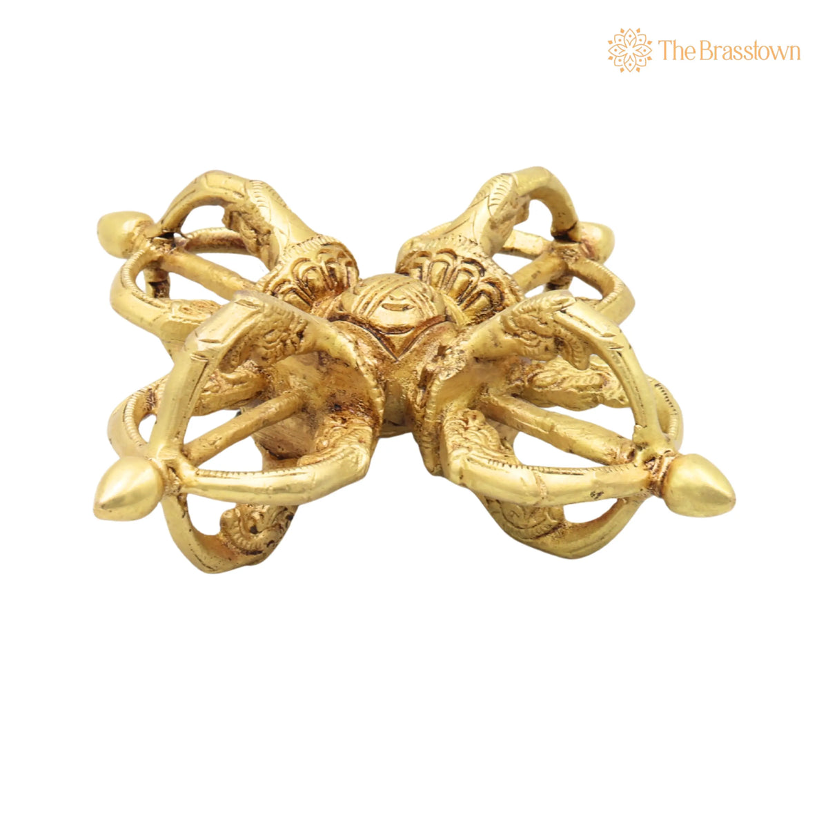 Brass Vajra Dorje Buddhist Tibetan Vajram Handcrafted Traditional – Chola Pooja Home Décor Spiritual Gifting 6.5 Inch 3