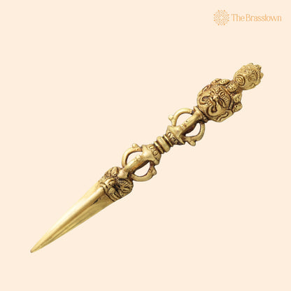 Brass Vajra Dorje Phurba – Tibetan Buddhist Ritual Symbol for Pooja, Home Décor &amp; Gifting, Handcrafted Traditional 8.5 Inch 1
