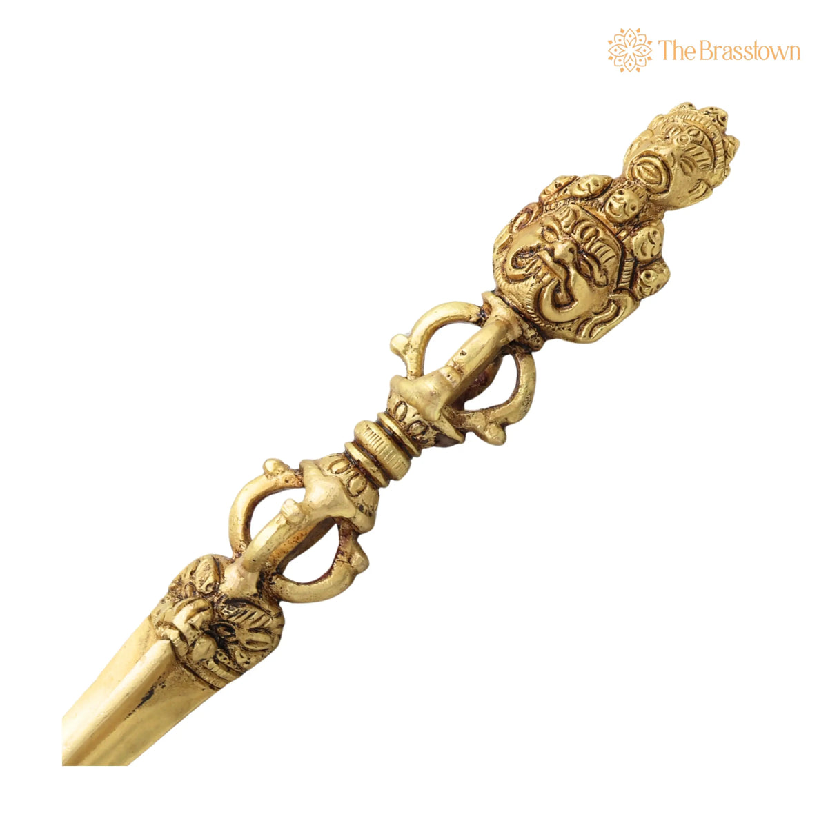 Brass Vajra Dorje Phurba – Tibetan Buddhist Ritual Symbol for Pooja, Home Décor &amp; Gifting, Handcrafted Traditional 8.5 Inch 3