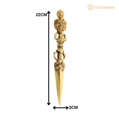 Brass Vajra Dorje Phurba – Tibetan Buddhist Ritual Symbol for Pooja, Home Décor &amp; Gifting, Handcrafted Traditional 8.5 Inch 5