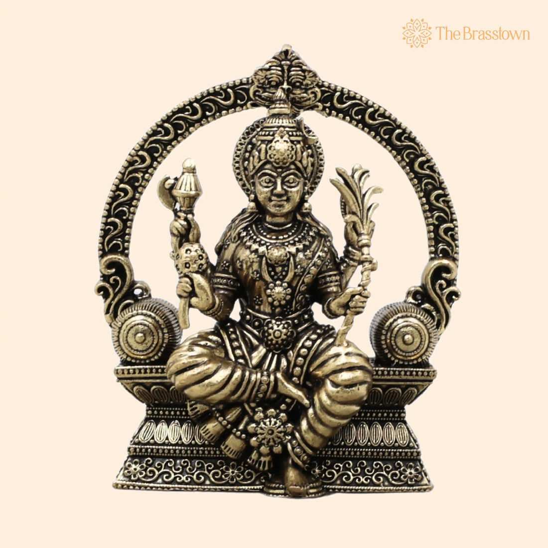 Brass Rajarajeshwari Idol – Lalita Tripura Sundari Devi Murti, Handcrafted for Pooja, Home Décor &amp; Gifting 4 Inch 1