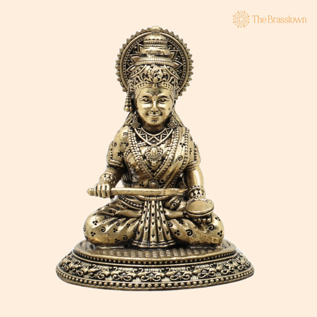 Brass Annapurna Devi Idol – Handcrafted Annapoorna Murti for Pooja, Home Décor &amp; Gifting 4 Inch 1
