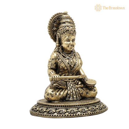 Brass Annapurna Devi Idol – Handcrafted Annapoorna Murti for Pooja, Home Décor &amp; Gifting 4 Inch 2