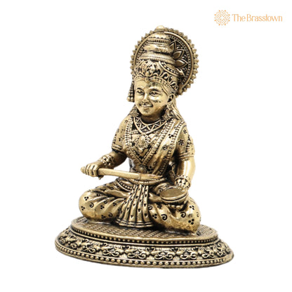 Brass Annapurna Devi Idol – Handcrafted Annapoorna Murti for Pooja, Home Décor &amp; Gifting 4 Inch 3