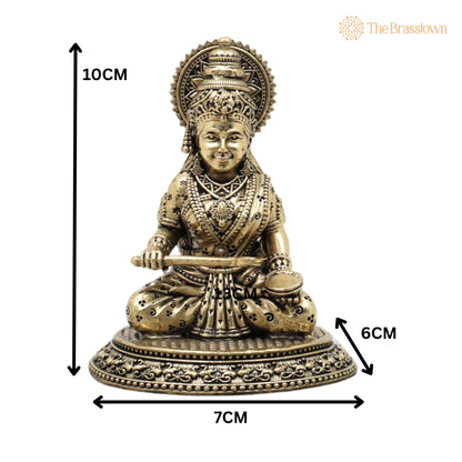 Brass Annapurna Devi Idol – Handcrafted Annapoorna Murti for Pooja, Home Décor &amp; Gifting 4 Inch 5