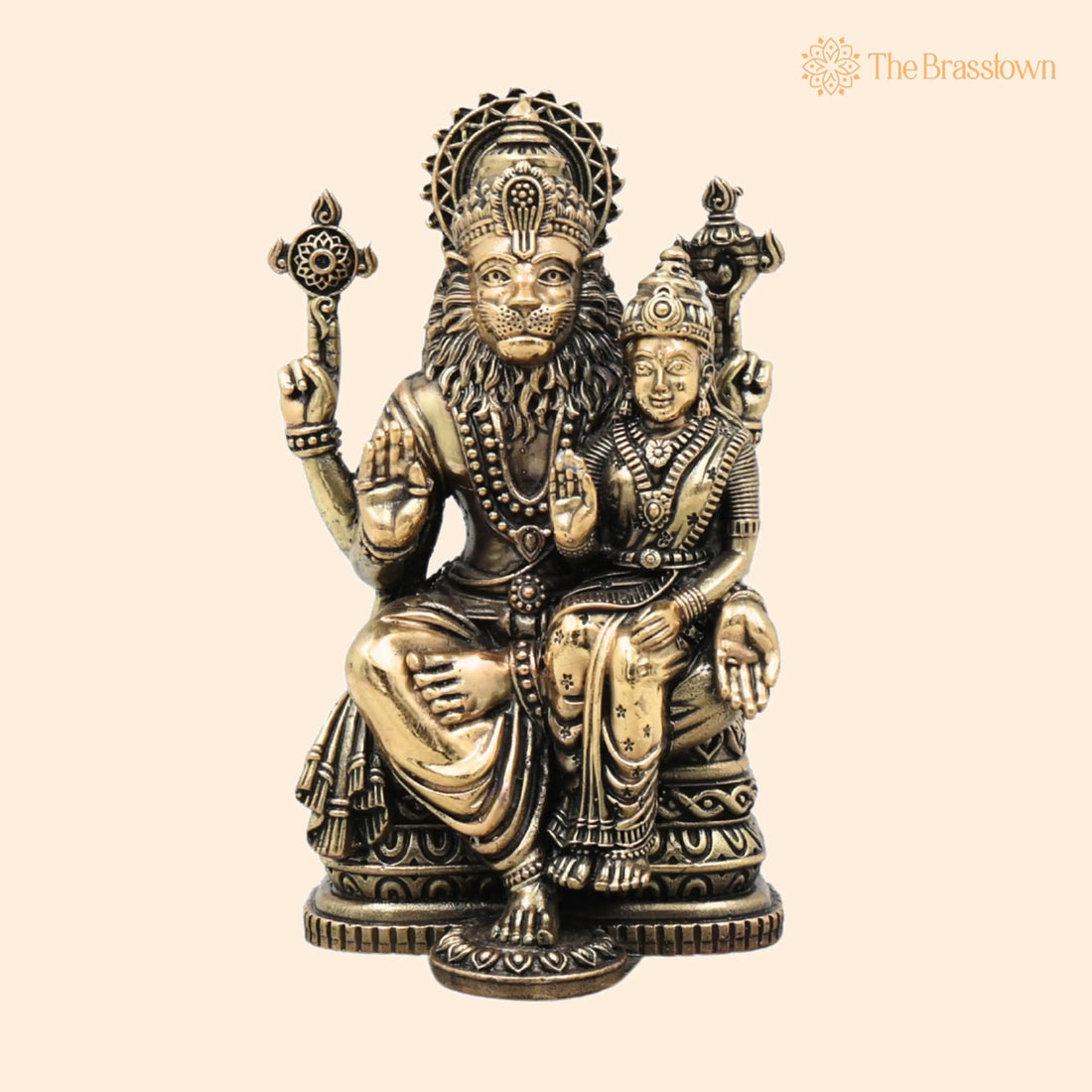 Brass Lakshmi Narasimha Idol – Nrusimha Swamy Murti, Handcrafted Pooja &amp; Home Décor Gift 6.5 Inch 1