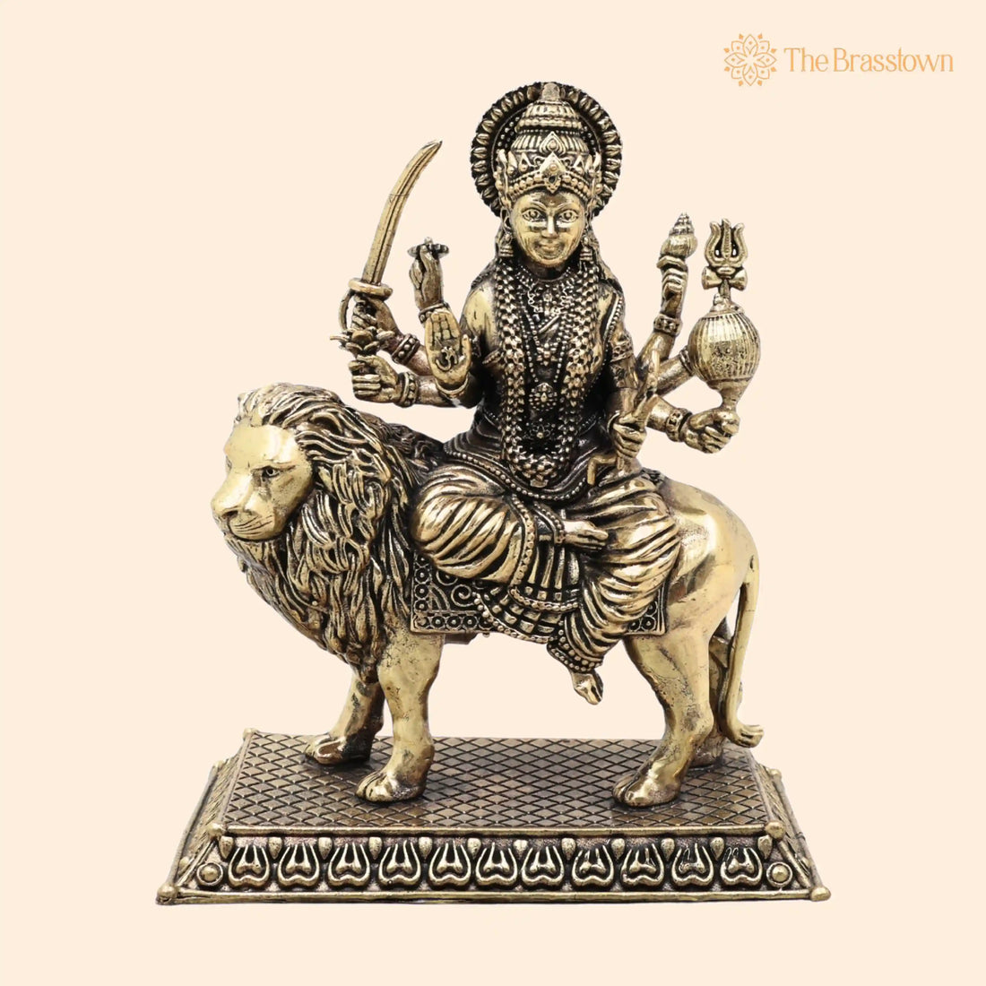 Brass Durga Idol Mahishasuramardini Murti – Handcrafted Chola Style Devi Statue for Pooja, Home Décor &amp; Gifting 5.5 Inch 1