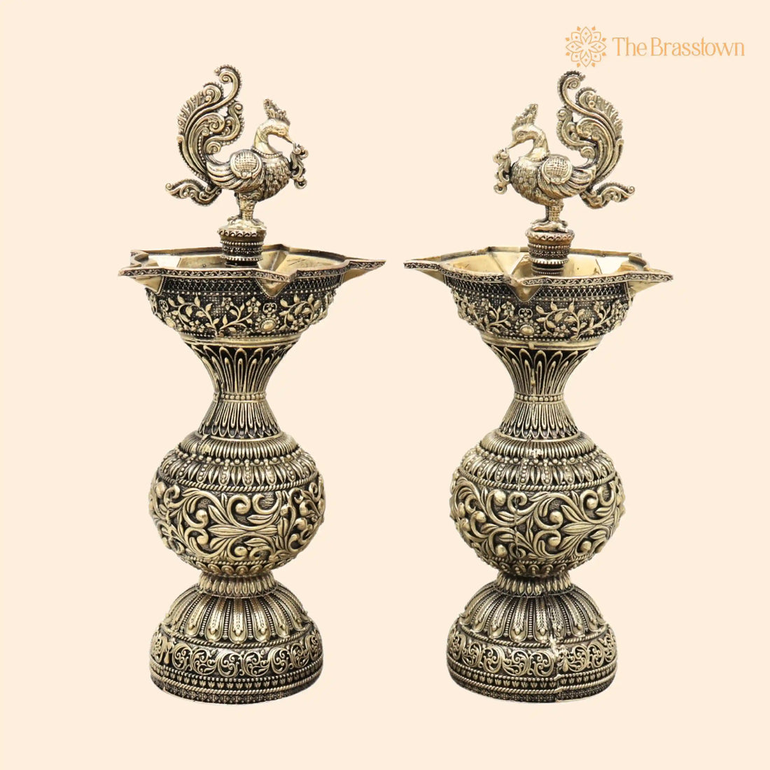 Handcrafted Brass Diya Deepam Lamp – Peetal Deepak for Pooja, Vastu, Temple &amp; Home Décor, Traditional Indian Style 8.5 Inch 1