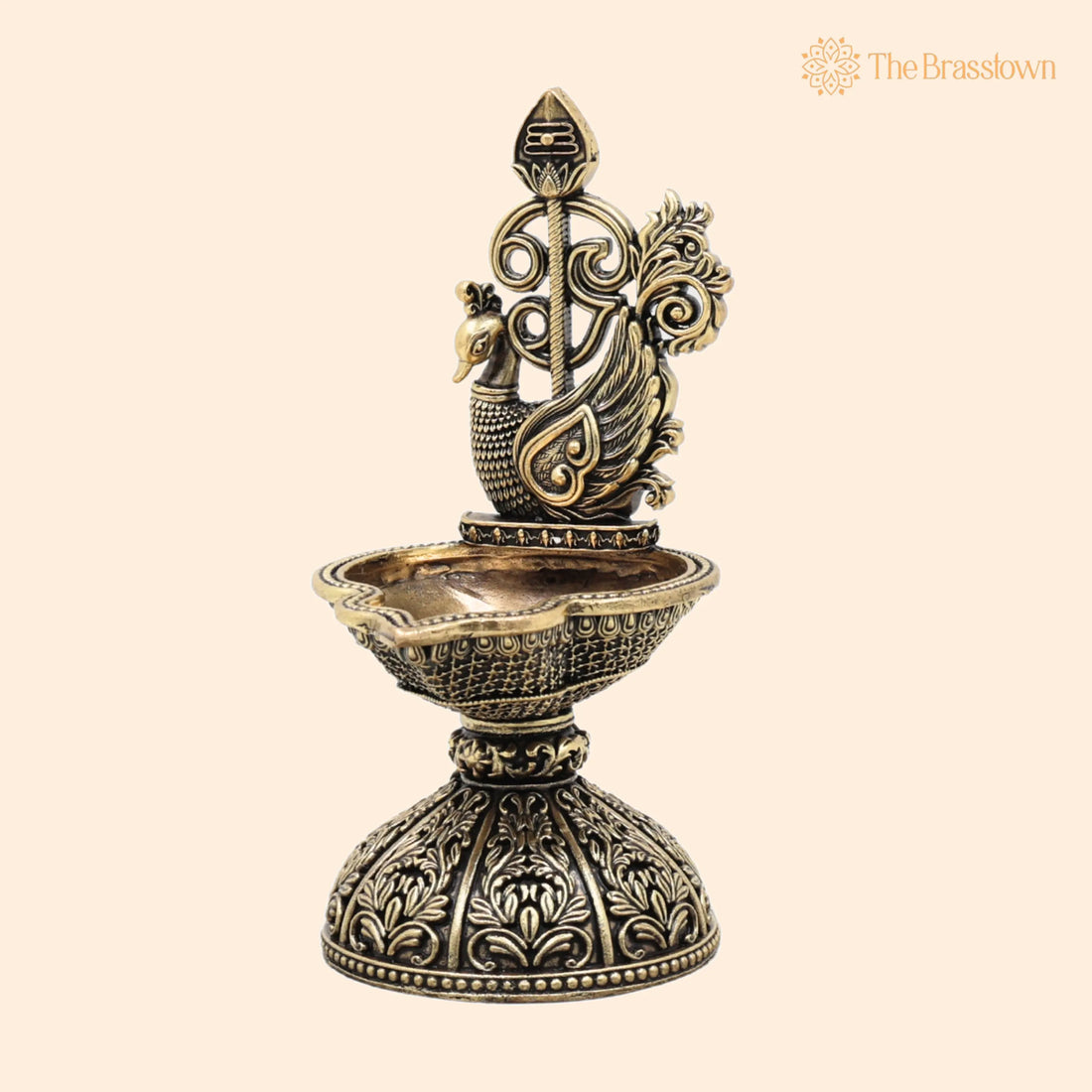 Brass Peacock Vel Deepam – Handcrafted Mayura Vilakku, Murugan Pooja Lamp, Traditional South Indian Home Décor Gift 6.5 Inch 1