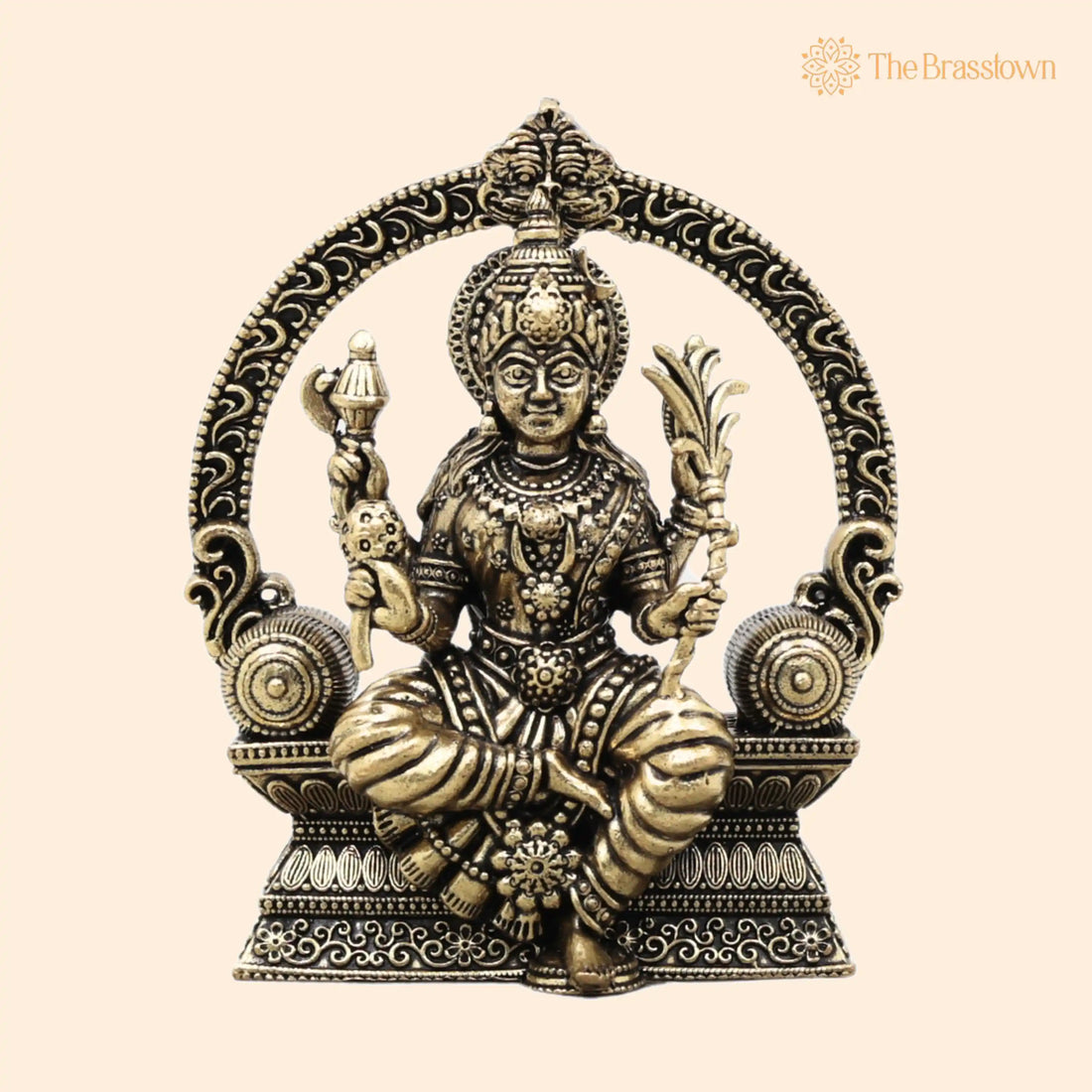 Brass Rajarajeshwari Idol – Handmade Rajarajeshwari Devi Murti, Traditional Brass Shakti Statue for Pooja, Temple &amp; Home 6 Inch 1