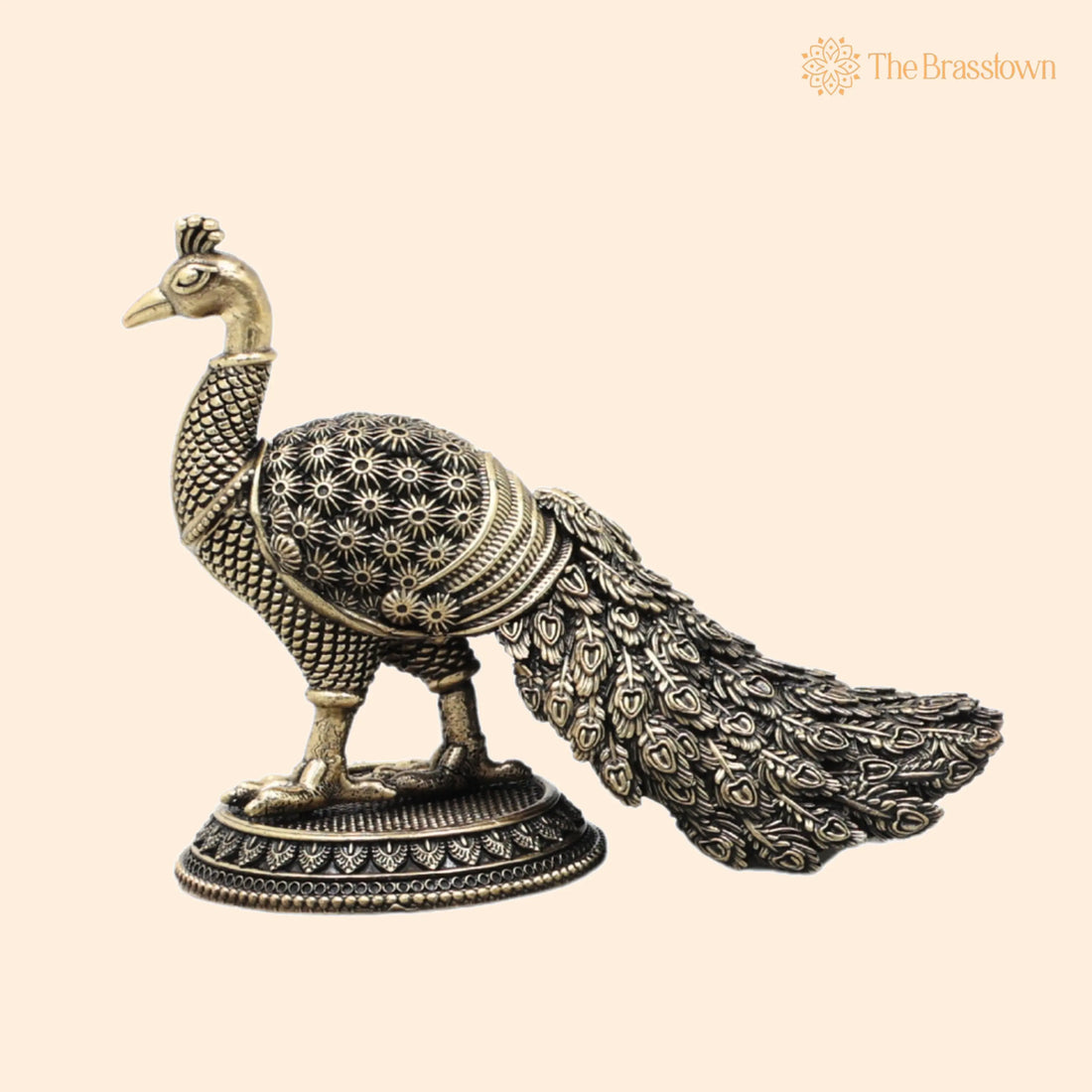 Handcrafted Brass Peacock Idol (Mayura Murti) – Traditional Statue for Pooja, Home Décor &amp; Gifting 4 Inch 1