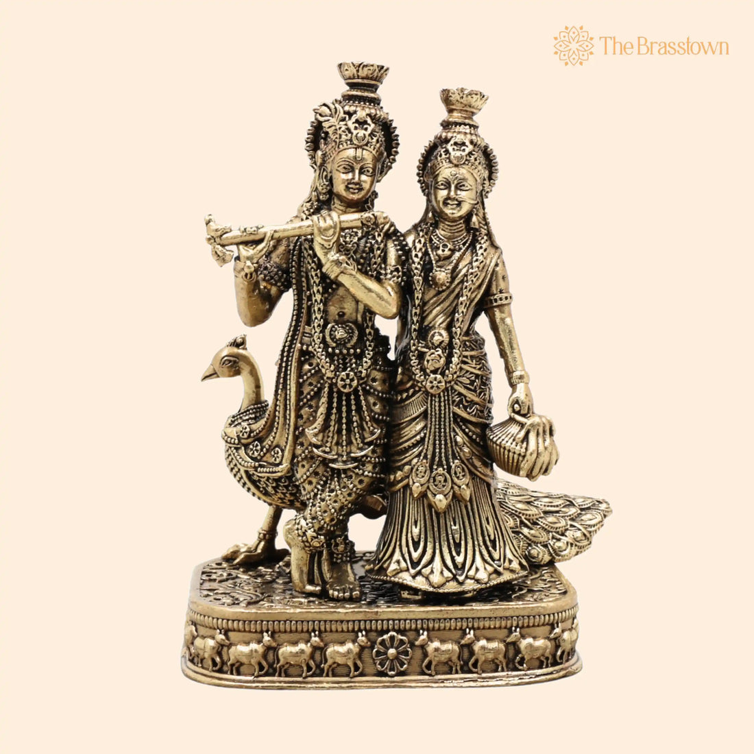 Brass Radha Krishna Idol – Handcrafted Radha Madhav Murti for Pooja, Home Décor &amp; Gifting 6.5 Inch 1