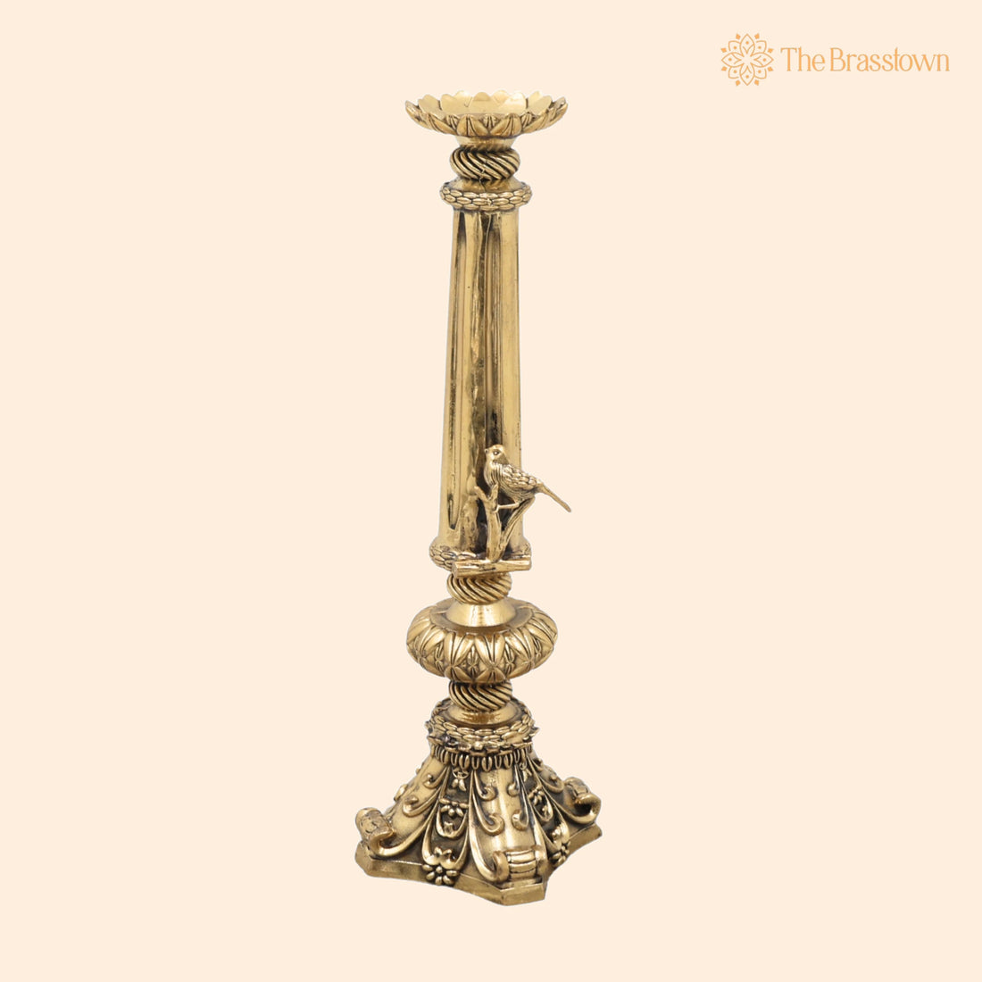Brass Candle Stand – Handcrafted Peetal Diya Holder, Traditional Deepa Décor for Pooja, Home Décor &amp; Gifting 8.5 Inch 1