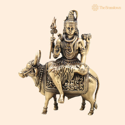 Brass Shiva Nandi Idol – Handcrafted Mahadev Statue for Pooja, Home Décor &amp; Gifting, Traditional 6.5 Inch 1