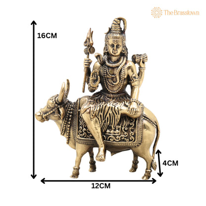 Brass Shiva Nandi Idol – Handcrafted Mahadev Statue for Pooja, Home Décor &amp; Gifting, Traditional 6.5 Inch 5