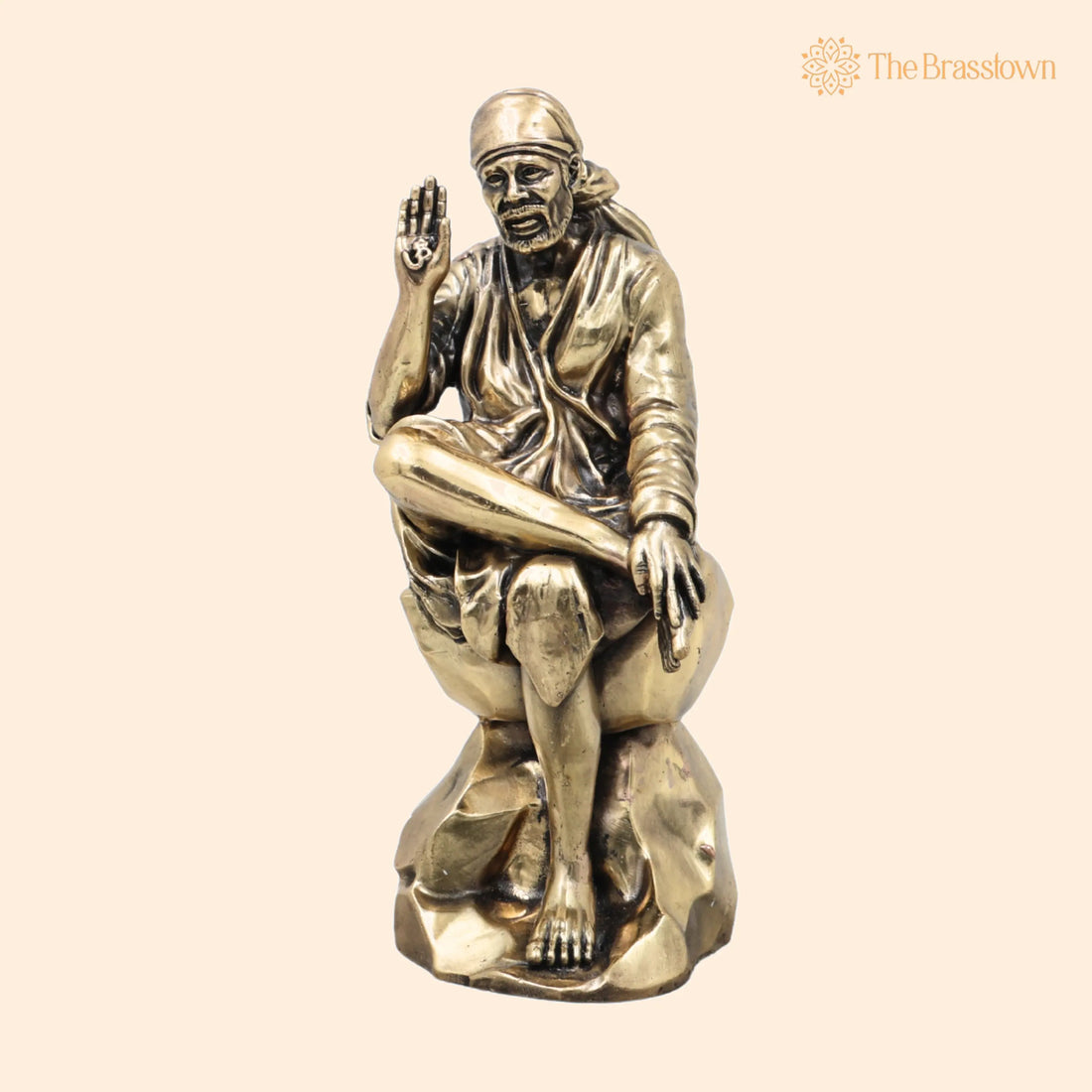 Brass Shirdi Sai Baba Idol – Sai Nath Maharaj Murti, Handcrafted Pooja Statue for Home Décor &amp; Gifting 8.5 Inch 1