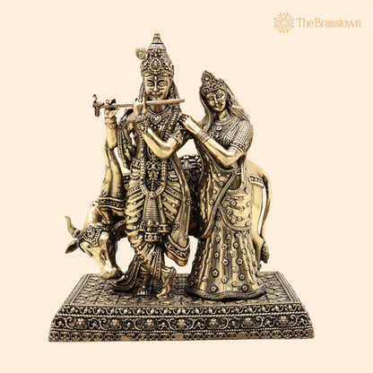 Brass Radha Krishna Idol – Handcrafted Murti for Pooja, Home Décor &amp; Gifting 6 Inch 1