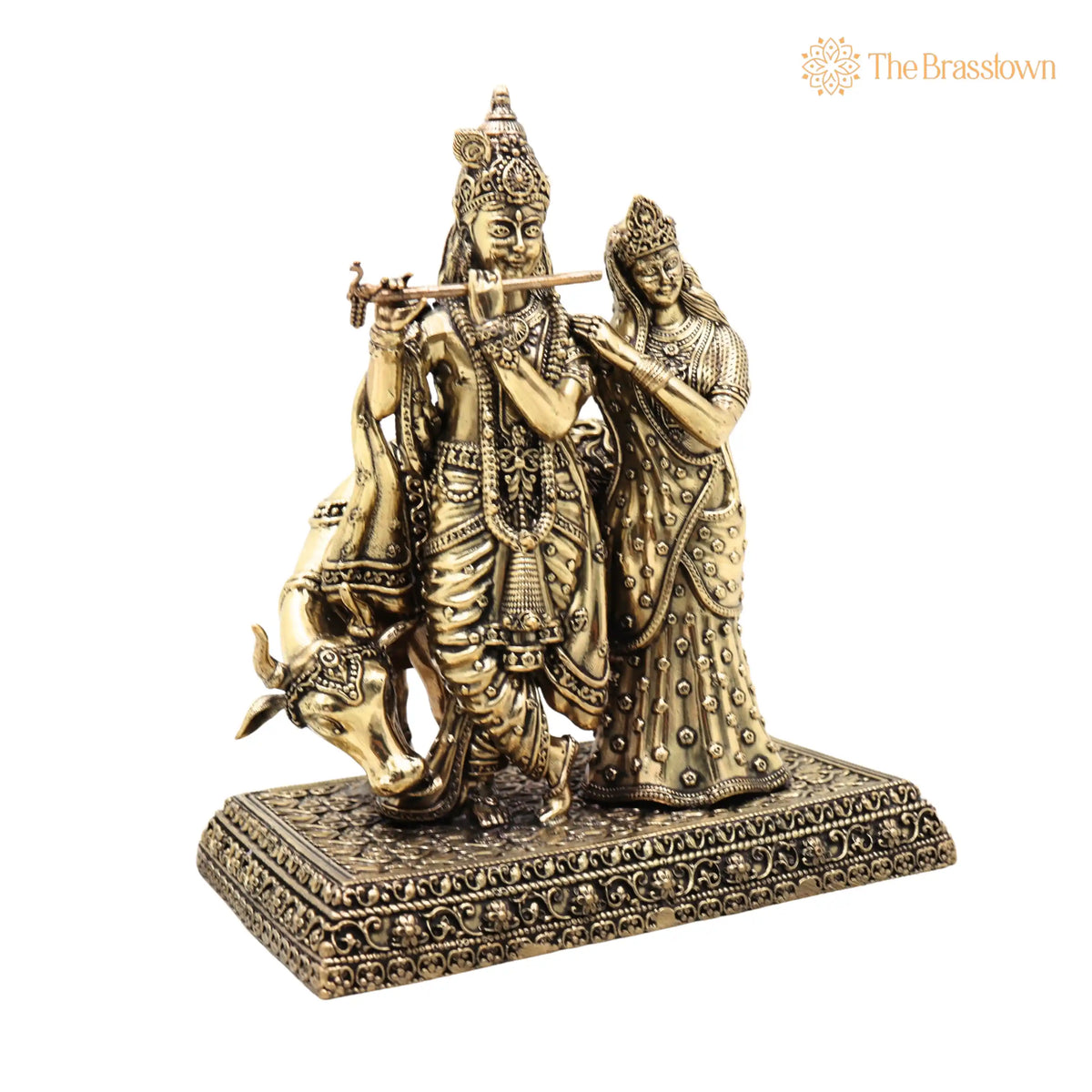 Brass Radha Krishna Idol – Handcrafted Murti for Pooja, Home Décor &amp; Gifting 6 Inch 2