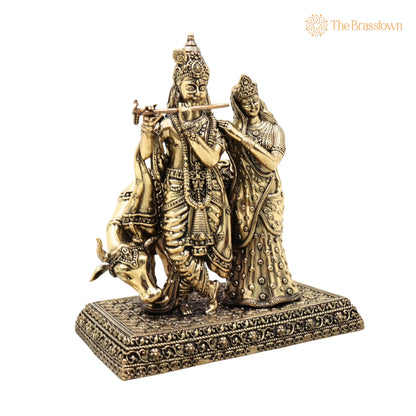 Brass Radha Krishna Idol – Handcrafted Murti for Pooja, Home Décor &amp; Gifting 6 Inch 2
