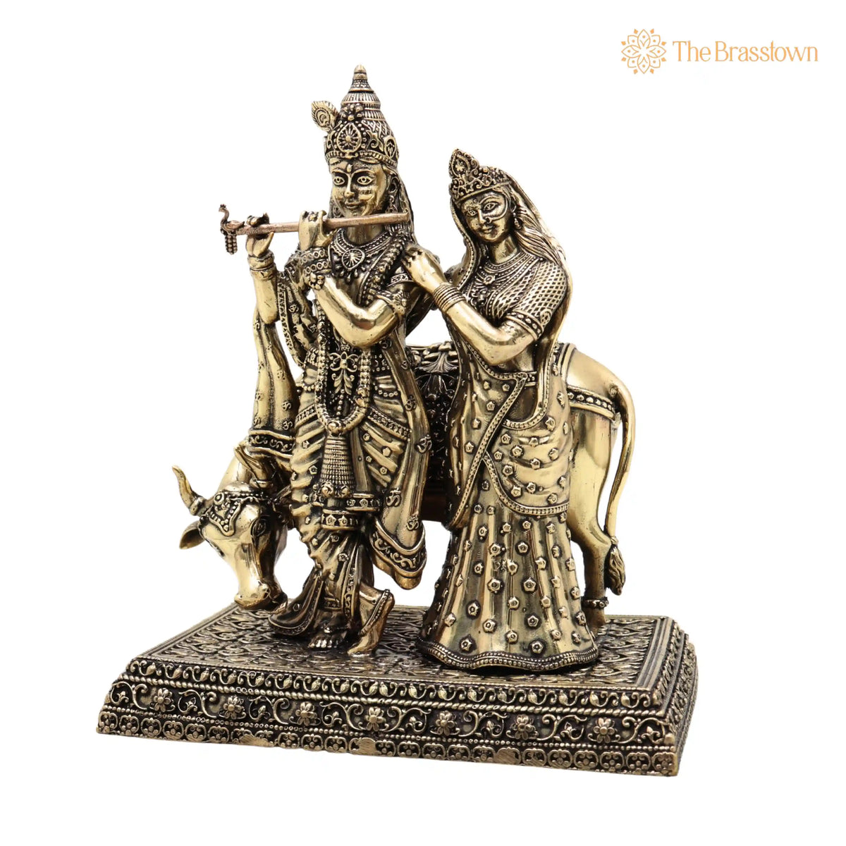 Brass Radha Krishna Idol – Handcrafted Murti for Pooja, Home Décor &amp; Gifting 6 Inch 3