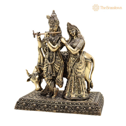 Brass Radha Krishna Idol – Handcrafted Murti for Pooja, Home Décor &amp; Gifting 6 Inch 3