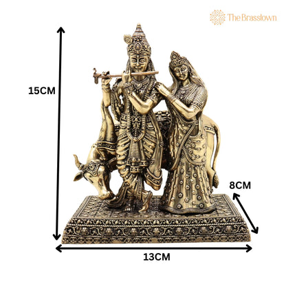 Brass Radha Krishna Idol – Handcrafted Murti for Pooja, Home Décor &amp; Gifting 6 Inch 5