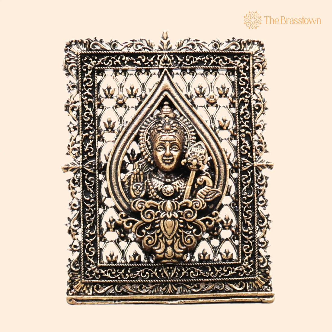 Brass Murugan Frame Idol – Lord Subramanya Swamy Kartikeya Figurine, Handcrafted Traditional Art for Pooja &amp; Gifting 3 Inch 1