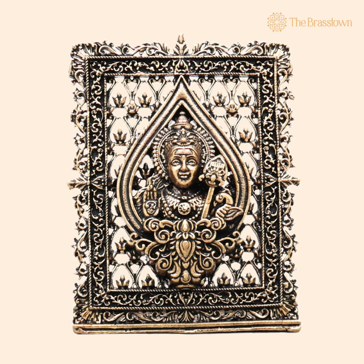 Brass Murugan Frame Idol – Lord Subramanya Swamy Kartikeya Figurine, Handcrafted Traditional Art for Pooja &amp; Gifting 3 Inch 1