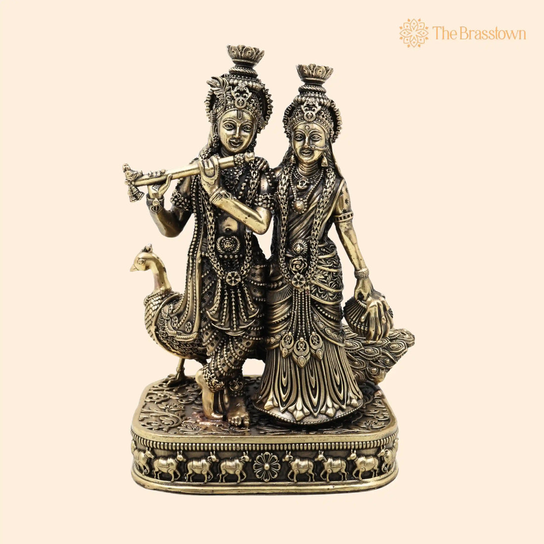 Brass Radha Krishna Idol – Handcrafted Radhakrishna Murti, Pooja, Home Décor &amp; Gifting 4 Inch 1