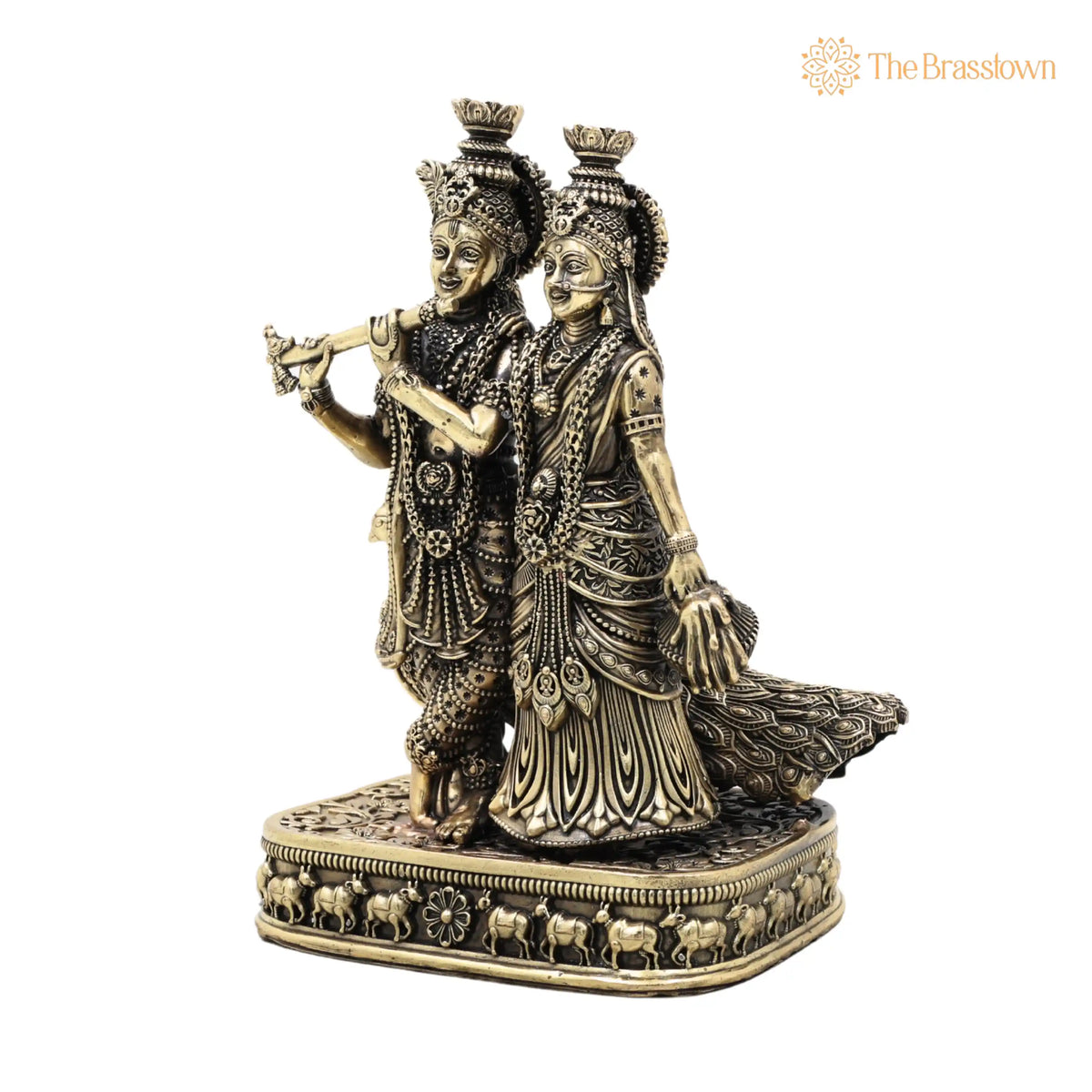 Brass Radha Krishna Idol – Handcrafted Radhakrishna Murti, Pooja, Home Décor &amp; Gifting 4 Inch 3