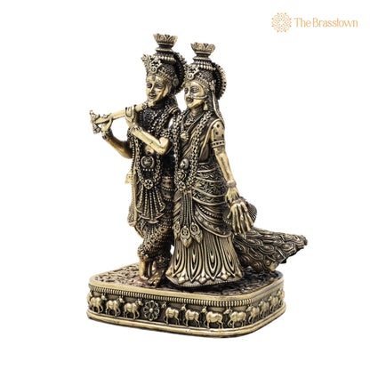 Brass Radha Krishna Idol – Handcrafted Radhakrishna Murti, Pooja, Home Décor &amp; Gifting 4 Inch 3
