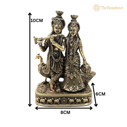 Brass Radha Krishna Idol – Handcrafted Radhakrishna Murti, Pooja, Home Décor &amp; Gifting 4 Inch 5