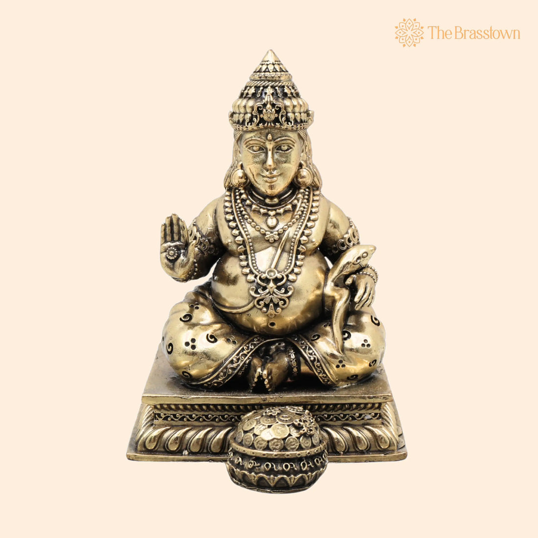 Brass Kubera Idol – Kuber Dhanapati Murti, Handcrafted Traditional Statue for Pooja, Vastu &amp; Home Décor 5.5 Inch 1