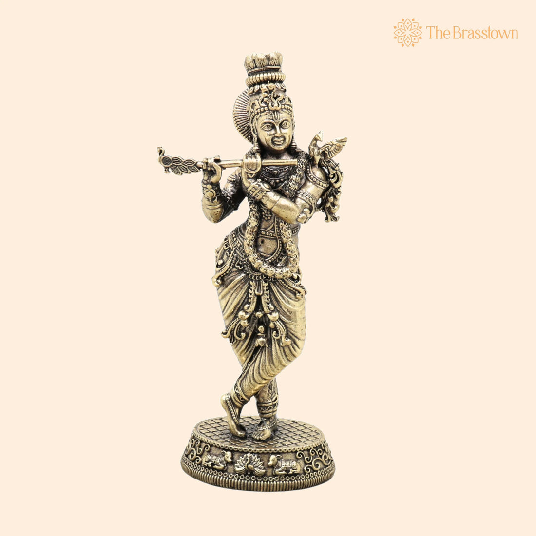Brass Krishna Idol – Lord Krishna Murti, Handcrafted Statue for Pooja, Home Décor &amp; Gifting 5.5 Inch 1