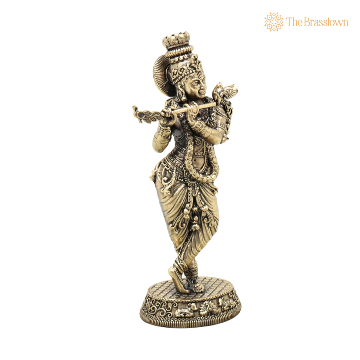 Brass Krishna Idol – Lord Krishna Murti, Handcrafted Statue for Pooja, Home Décor &amp; Gifting 5.5 Inch 2