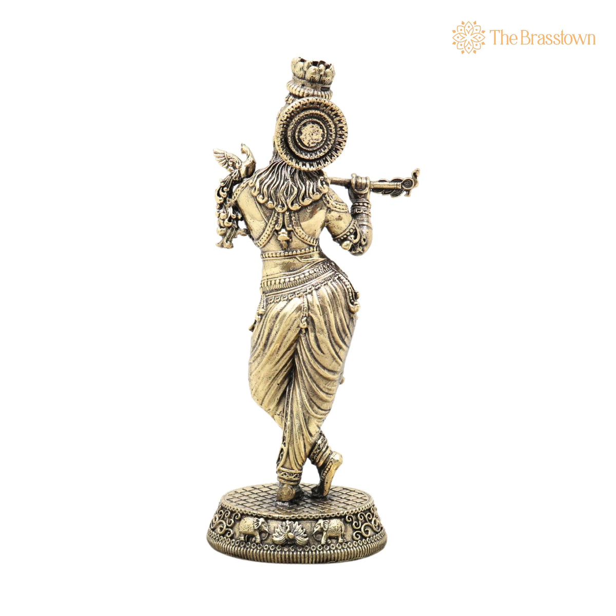 Brass Krishna Idol – Lord Krishna Murti, Handcrafted Statue for Pooja, Home Décor &amp; Gifting 5.5 Inch 4