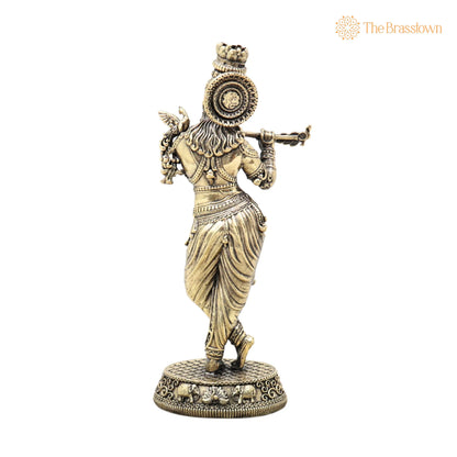 Brass Krishna Idol – Lord Krishna Murti, Handcrafted Statue for Pooja, Home Décor &amp; Gifting 5.5 Inch 4